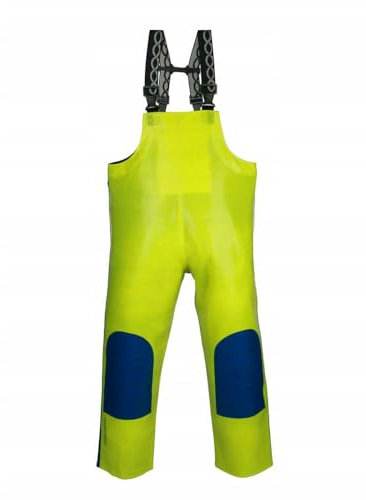 Strong Pantalon Salopette Pros Extreme, pêcheurs, Voile Pantalon, Pantalon Professionnels Forte Protection, Salopette avec Renfort Storm Ligne, Jaune Fluorescent/Bleu Fluorescent