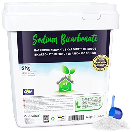 Nortembio Bicarbonato Sódico 6 kg Bicarbonato de Sodio Limpieza Sin Aluminio 100% Natural Hogar, Cocina, Baño, Quitamanchas. Incluye eBook con Consejos