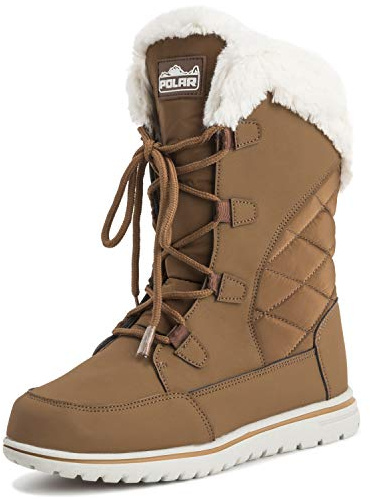 Polar Boot Mujer Acolchado Al Aire Libre Cuff Nieve Pato Impermeable Atadura Piel Sintética Botas - 4 - TAN37 AYC0542