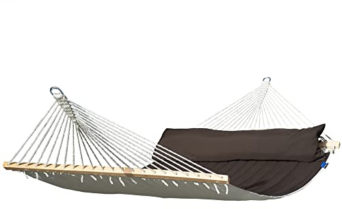 Potenza Outdoor Panama Hängematte 210 x 140 cm, Stabhängematte, Doppelhängematte Belastbarkeit bis 200 kg (Braun)