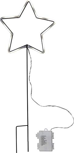 EGLO LED Stern außen, Weihnachtsbeleuchtung Garten mit Erdspieß und Timer, Steckstern Weihnachten batteriebetrieben, Outdoor Weihnachtsstern aus Metall in Schwarz und Kunststoff in Weiß, 58 cm