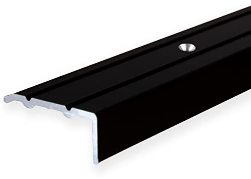 PROVISTON Profilo angolare | alluminio anodizzato | nero, larghezza 24,5 mm | altezza 10 mm | lunghezza 1000 mm | forato | profilo per scale | bordo per scale | angolo combinato, 1 pezzo