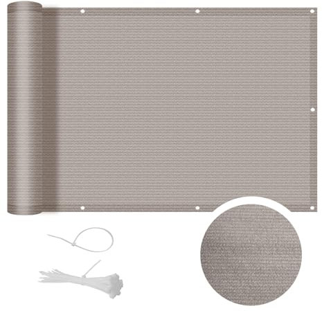 COOL AREA Balkon Sichtschutz HDPE UV-Schutz Leicht Transparent,Balkonverkleidung mit Kabelbinder,100x400cm,Taupe