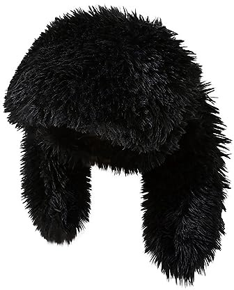 Furry Beanie Bunny Ears Hat Fluffy Warm Hat Plush Slouchy Beanies for Indoor and Outdoor (Black)