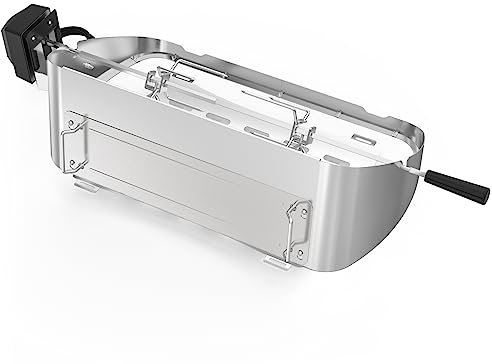 onlyfire Kit de Rôtissoire en INOX pour Weber Traveler, avec Barre Flavorizer et Porte Amovible, Accessoire pour Poulet Rôti et Pizza