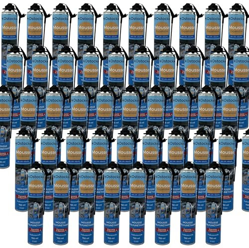 DSTOCK60 -2 schiume espansive pistolabili e manuali 750 ml - Schiuma poliuretanica professionale - Isola, colla e ribocca - Esterno e interno
