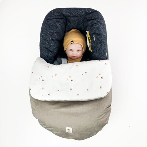 Fußsack Beindecke für jede Babyschale Autositz, leicht warm Frühling, Decke Universal anpassbar elastischer Verschluss verstellbares Gummiband (BEIGE)