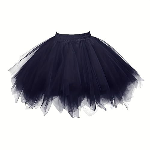 Boolavard Jupe Tutu en Tulle pour Femme, Costume de Carnaval, Jupe Vintage en Tulle des Années 50 (FR/ES, Alpha/Lettres, L, TG, Taille Normale, Taille Normale, Noir)