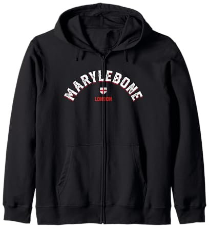 Marylebone Londres - Barrio Viajes Diseño Retro Inglaterra Sudadera con Capucha