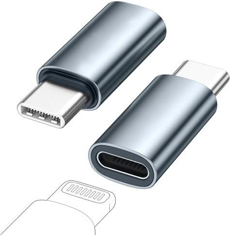 ASIRYVA 2pack L To USB C Adapter, for iPhone to USB C Adapter Support Fast Charging for iPhone 15 Pro Max Plus, iPad Air, Samsung, Support Data Transfer&Type C Charger Connector Cable, Grey