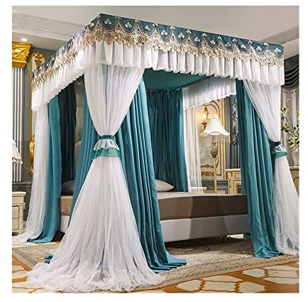 Mosquitera para Cama de 1,8 m/6 pies, Dosel de 4 Postes, fácil de Instalar, Cortina de Lujo para decoración de Dormitorio (Color: Estilo 1, tamaño: 1,8 x 2,2 x 2 m)