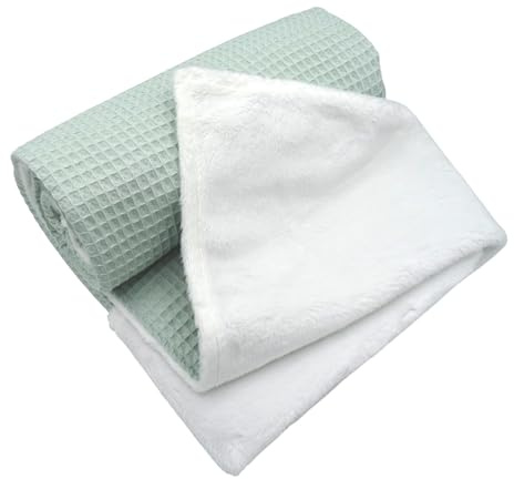 variouss Manta Bebé Reversible 75x100 cm – Tejido Waffle y Coralina Suave, Doble Capa, Ligera y Cálida para Cuna, Carrito y Recién Nacido (Verde)