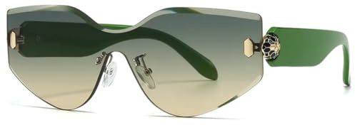 TNDVIC Occhiali da sole con protezione UV400 | Montatura grande, lenti color caramella | Per donne e uomini, sport all'aria aperta e guida (verde)