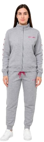 GARGIX TUTA DONNA INVERNALE FELPATA CALDA PIGIAMA SPORT PANTALONI FELPA ZIP (IT, Testo, M, Regular, Regular, CLOR/GRIGIO)