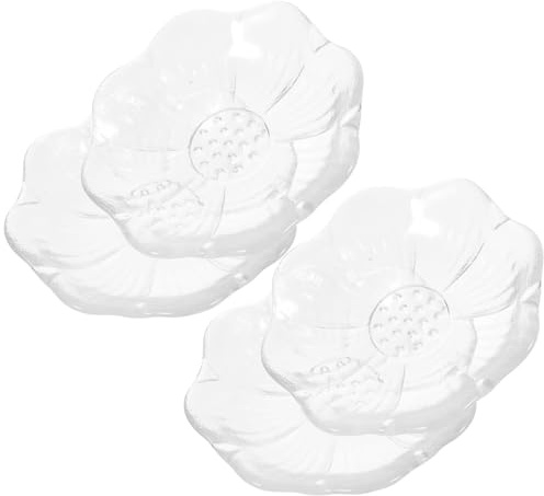 Toyvian 4 Posavasos de Vidrio Transparente para Té, Cojines Decorativos para Taza, Platos Multifuncionales para Salón de Té, Juego de 4 Piezas para Protección de Mesa y Decoración