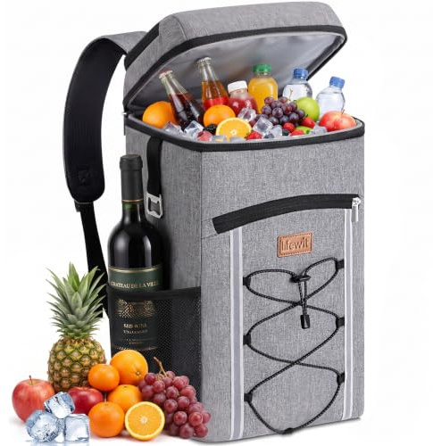 Lifewit 23L Backpack Cooler with Multi-Pockets & Bottle Opener, Grey | Insulated Leakproof Soft Cool Backpack, Waterproof Portable Thermal Bag for Camping Hiking Travel Picnic Beach