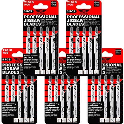 25 hojas de sierra de calar TopsTools T101B compatibles con Bosch, Dewalt, Makita, Milwaukee y muchos más