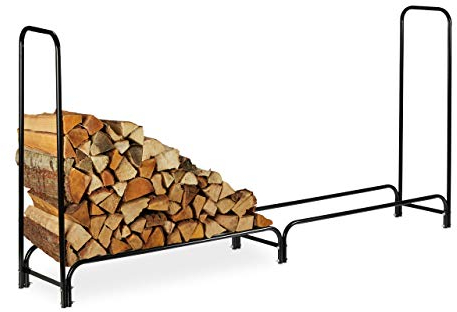 relaxdays Scaffale Portalegna, Molto Largo, senza Telo Protettivo, Mobile per Camino in Metallo, HLP 122x245x40 cm, Nero