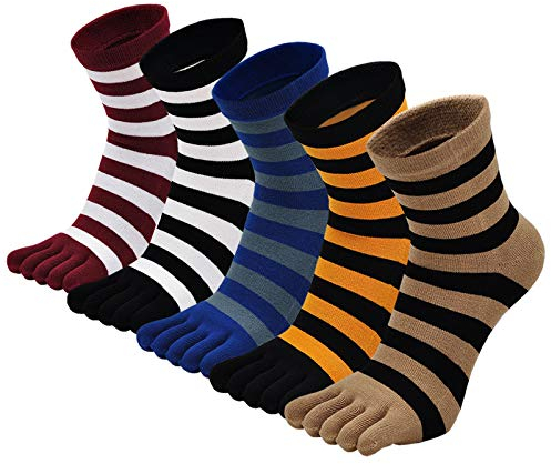 LOFIR Zehensocken Herren Vater 5 Finger Socken aus Baumwolle für Sport und Schule, Männer Sneaker Socken mit Zehen, 5 Paare Größe 39-44