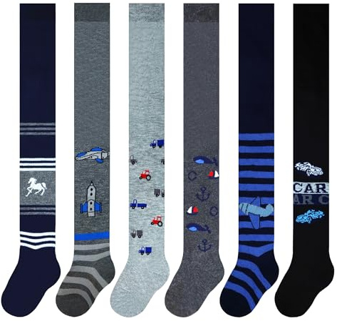 MRCC Pack of 6 Boys Children Knitted Tights Baby Tights Finely Knitted Cotton 12999, 98-104