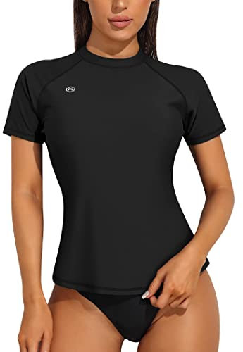 ATTRACO Womens Short Sleeve Rash Guard UV Swim Shirt Summer Beach Surfing Tops