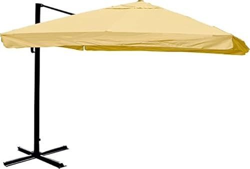 Décoshop26 Parasol de Restauration 3x4m (Ø5m) Polyester/Aluminium 26kg crème sans Pied Rotatif 04_0003482