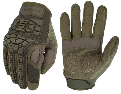 Seibertron T.F.F.I.G Tactical Gloves - Anti-Vibration, Super Grip, Flexible Rubber Protection for Outdoor Activities Army Green XXS