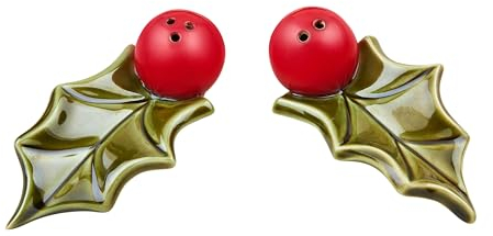 Mud Pie Holly Salt And Pepper Shaker; salt 2 x 4 1/4 | pepper 1 1/2 x 4 1/4