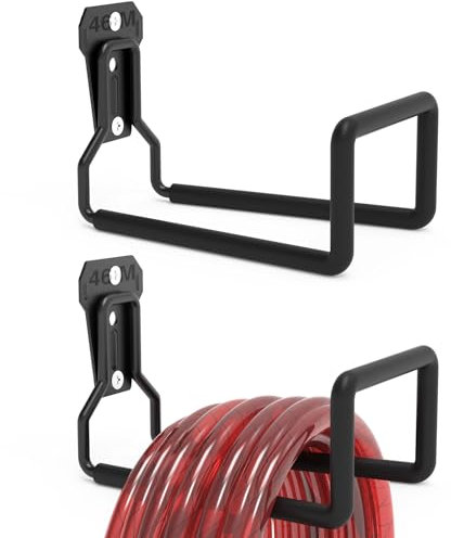 AinDen Dévidoir mural en métal robuste pour tuyau d'arrosage – Support extérieur durable, rangement pratique et anti-enchevêtrement pour jardin