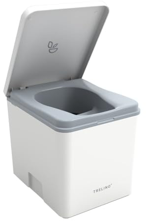 TRELINO Evo M White, 33 x 39 x 36 cm, Composting Toilet, Portable Composting Toilet for Camping and Outdoor, Odourless, 5L & 8L Capacity