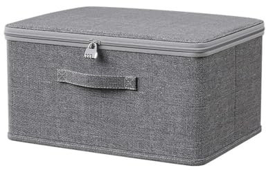 Scatola richiudibile, in tessuto, scatola portaoggetti con coperchio, in tessuto, organizer per frigorifero, cassaforte, per caramelle, giocattoli, giocattoli per vestiti (40 x 30 x 21 cm)