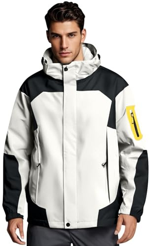 TOFOTL Randonnée Homme Chasse Veste Hiver Cagoule Chaud Imperméables Chaude Veste Sport Legere Poche À Fermeture Éclair Coupe Vent Imperméable Homme Travail Vente Flash L