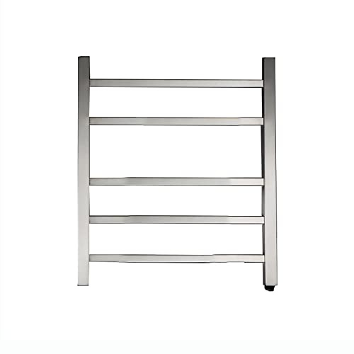 Piaclice da asciugamano riscaldata elettrica a parete con asciugamano con cratello da asciugamano riscaldato a 5 quadrati, rastrellino per asciugamano in acciaio inossidabile per bagno (cablaggio