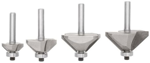 Juego de 4 brocas de chaflán de 45 grados, bordes de vástago hexagonal, herramienta de fresado para carpintería, perfilado de madera, brocas resistentes