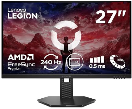 Lenovo Legion 27-15 | 27 Monitor Gaming IPS Full HD | 240Hz | 0.5 ms | DP 1.4, 2x HDMI 2.1 | AMD FreeSync Premium | Regolabile | VESA 100x100