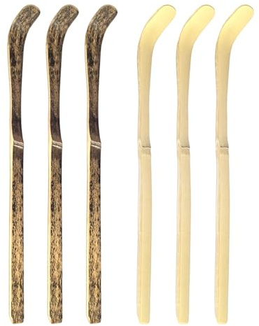 6 Cuillères À Café, Bâtonnets À Mélanger Matcha, Supports En Bois Simples, Accessoires Pour Boire Du Thé, Cuillère À Café.