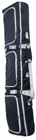 wueiooskj Skidväska Snowboardväska med hjul Flygresor Justerbar Stor Kapacitet Skidutrustning Transport Förvaring Snowboardhållare Bär Hjul, Grå och svart, 165x36x20 cm