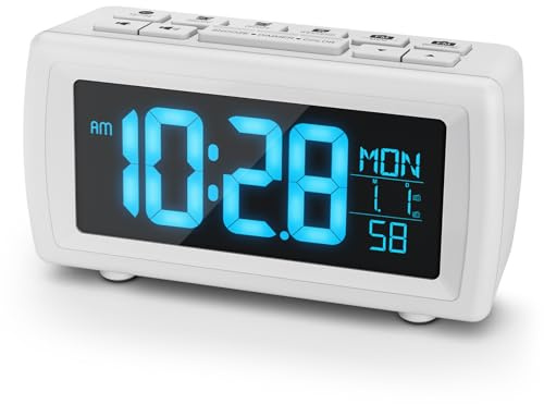 Rizeola Radio Despertador, Radio Reloj DespertadorDigital, Pantalla Digital de 7 Colores, Brillo y Tono de Alarma Ajustables, Doble Alarma, Temporizador de Sueño y Función deRepetición