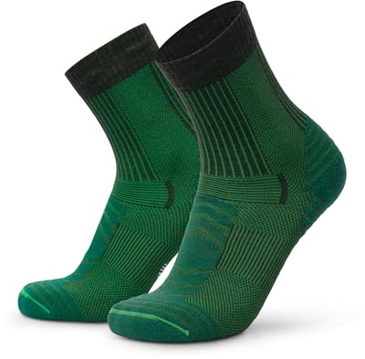 DANISH ENDURANCE Calze Trekking Leggere in Lana Merino, Anti-Vesciche, da Uomo, Donna, Bambino, 1 Paia, Verde Scuro, 39-42