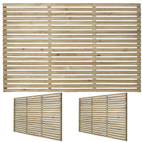 Forest Garden 1.8m x 1.2m Pressure Treated Contemporary Slatted Fence Panel, Pack of 3