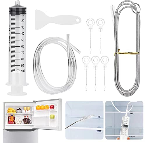 9 Stück Kühlschrank Abflussloch Reinigungsset, Kühlschrank Reinigungsset Enteisungsschaufel Abflussloch-Entferner Rohrreinigungsspiralbürste für die Haushaltsreinigung des Kühlschranks, Küche