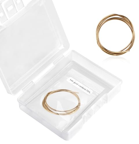 Fil a Souder Or 14K pour Bijoux, 16cm de Long Soudure Or Bijoux Etain a Souder Doré Flux de Soudure Electronique pour Réparation de Bijoux, Plomberie (Température de Fusion 788°C)