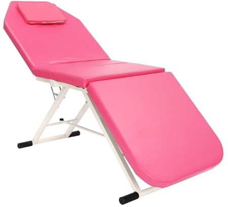 Rosa Massageliege Therapieliege Behandlungsliege Mobile Massagebett Massagetisch Breit HöHenverstellbar Tragbare Massagebank HöHenverstellbarer Armlehnen FüR Physiotherapie Tasche Klappbar 3Zonen