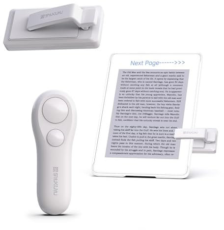 SK SYUKUYU RF Télécommande Liseuse Kobo, Kindle, Tourne Page Liseuse for iPad iPhone Android Tablets, Tourneur Page Liseuse pour Lire des Romans et Prendre des Photos(Blanc)