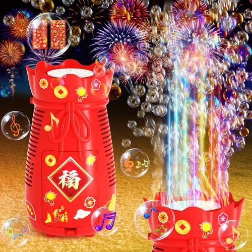 Apritsce Seifenblasenmaschine, Feuerwerk Automatische Blasenmacher, Seifenblasenpistole für Kinder mit Lichtern und Sound, Bubble Machine für Hochzeit Geburtstag Party, 100ml