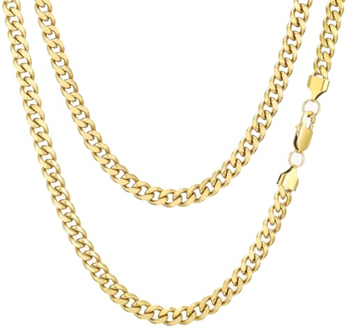 AFSTALR Pansarkedja män halsband 3/4/5/6/7/8 mm bred rostfritt stål silverkedja guldkedja svart kedja män kubansk länkkedja kubansk länkkedja smycken för män kvinnor 45–60 cm, Rostfritt stål