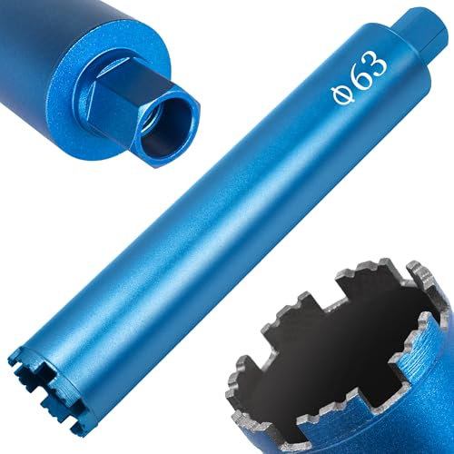 1¼ UNC Broca de Diamante Ø 63mm, Longitud útil 400 mm,Broca de Sierra de Agujero,Corona de Perforación de Diamantada para Hormigón,Cemento,Ladrillo,Piedra