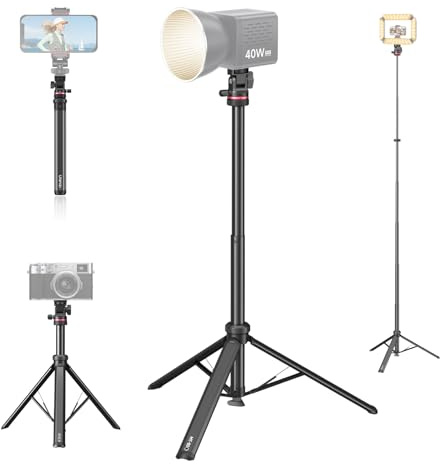 ULANZI MT-80 Aluminum Tripod Stand, 7FT Extendable Camera Phone Tripod for Travel, Auto Pop-Up, 1/4 Screw, 360 Ball Head Portable Photo Video Light Stand for DSLR Camera, Ring Light, Video Rig