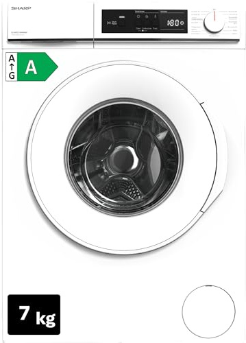 Sharp ES-NFA714WWNNA-DE Waschmaschine Frontlader, 7 kg, 1400 U/min, Energieklasse A, AllergySmart, AquaStop, Inverter-Motor, LED-Display, Weiß