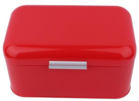 Kukyller Caja de pan grande, caja de pan de hierro con tapa para encimera de cocina Caja de pan de metal retro de color sólido Contenedor de almacenamiento de cocina de gran capacidad (rojo)